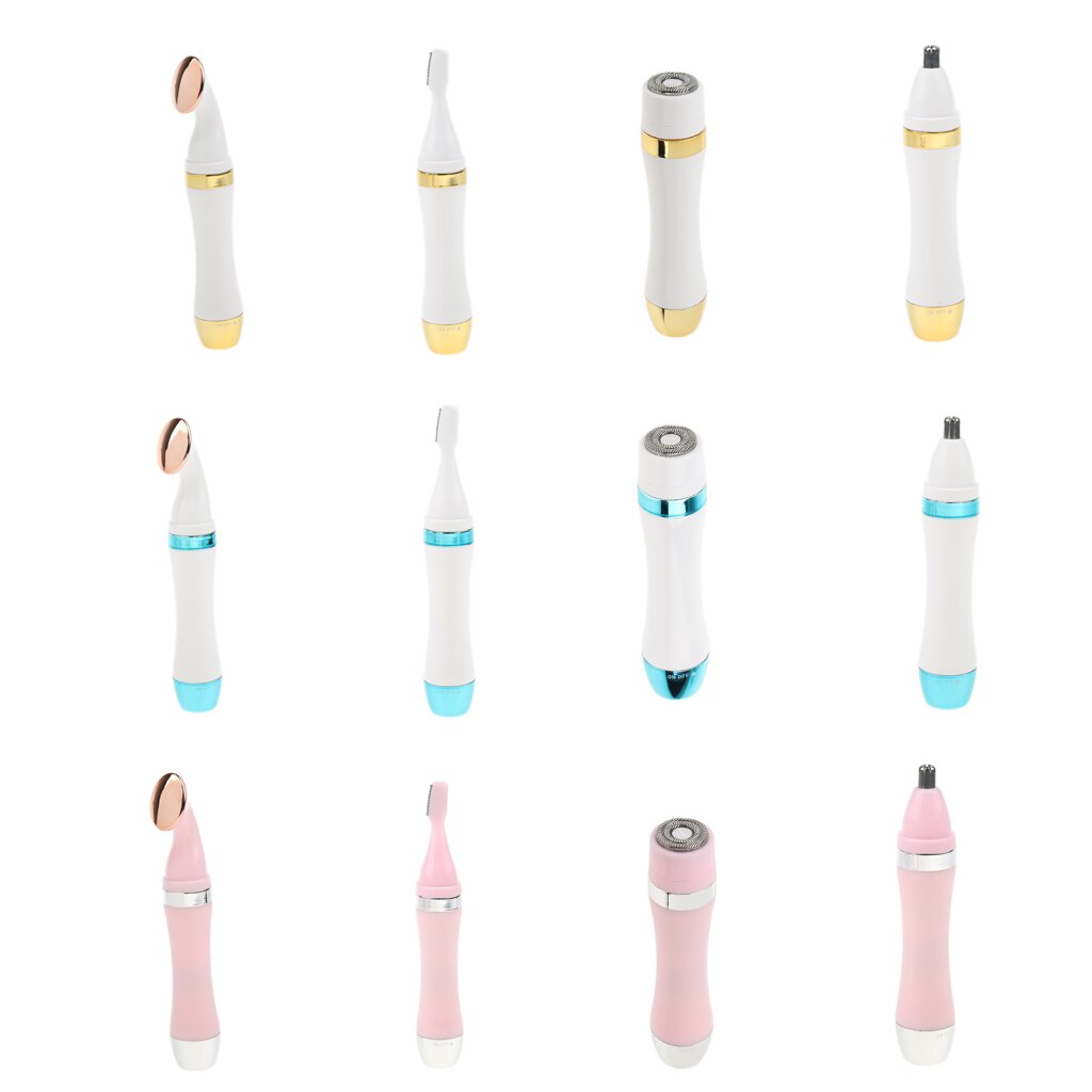 4 In 1 Vrouwen Elektrische Wenkbrauw Facial Nose Hair Remover Trimmer Groomer Set