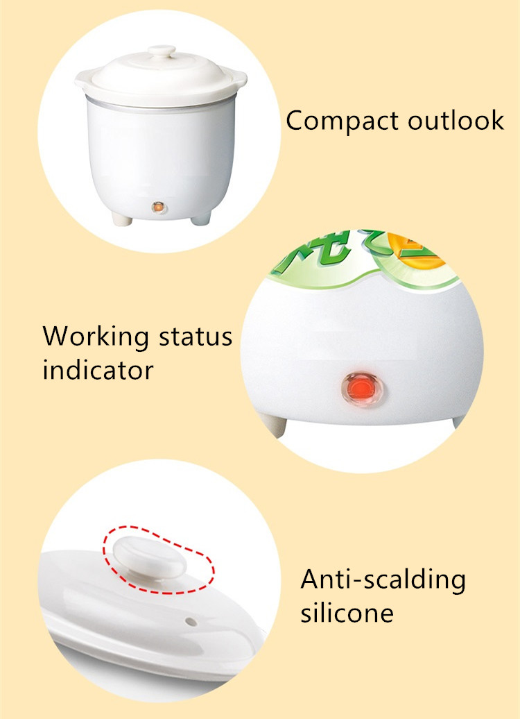 220V 600ML Home Electric Ceramic Stewing Cooker Automatic Multi Cooker Baby Food Cooking Machine