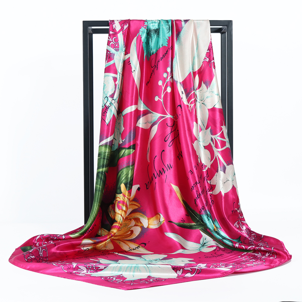 Foulard en soie pour femmes, classique rétro, en Satin, Bandana, Cheveux doux, Hijab, 90x90cm: KX2-3