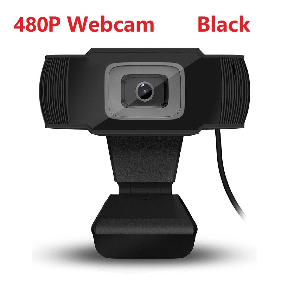 30 grader roterbar 2.0 hd webcam 1080p usb kamera videooptagelse web kamera med mikrofon til pc-computer: 480p- sorte