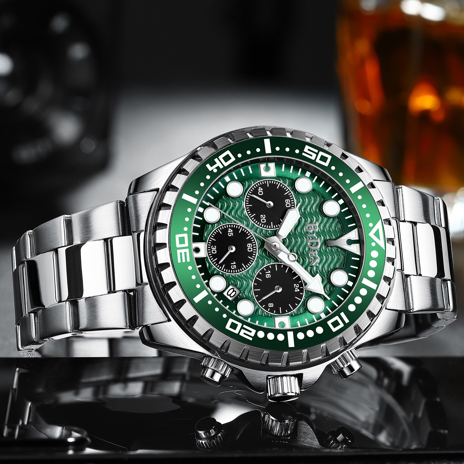 BIDEN-relojes de lujo para hombre, reloj deportivo Masculino con fecha, resistente al agua, de pulsera de cuarzo y caja,