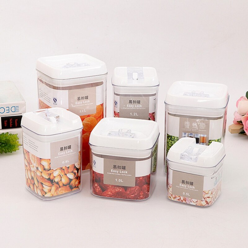 Food storage container Acrylic kitchen storage box multigrain storage jar transparent sealed cans easy to buckle Multi-capacity