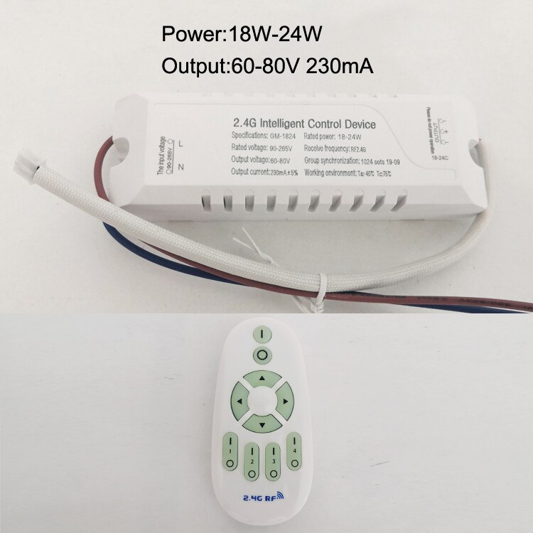 Justering af farvetemperatur og dæmpbar led transformer 2.4g fjernbetjening led driver isoleret og sikker intelligent strømforsyning: 19-24w