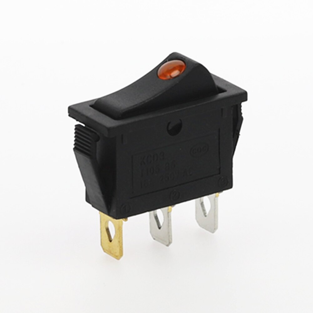 4Pcs KCD3 Rocker Switch ON-OFF 2 Position 3 Pin Electrical equipment With Dot Light Power Switch 16A 250VAC/ 20A 125VAC: YELLOW