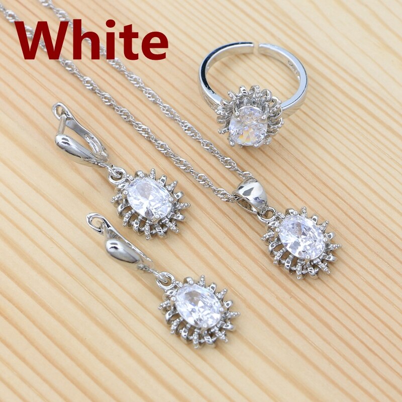 925 Sterling Silber Ohrringe Offenen Ring Halskette Anhänger Grün Zirkonia Zubehör Ethnischen Stil Schmuck Bausatz: Weiß