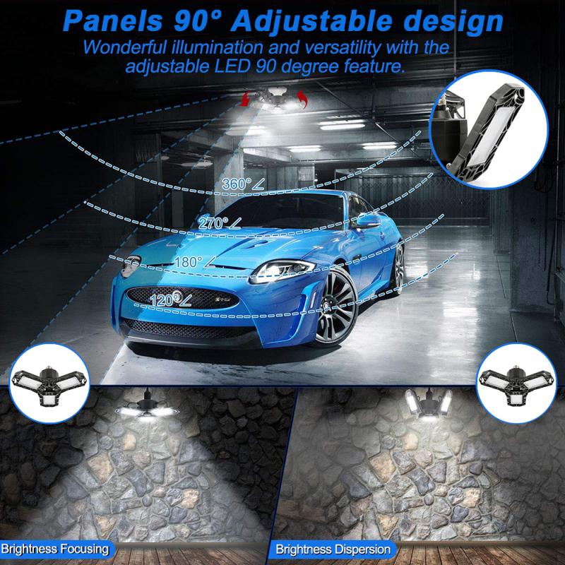 360 Degree High Bay Ceiling Lights E26 40/60W Deformable Led Garage Lights Lamp Indoor Light Industrial Lamp for Workshop Shop