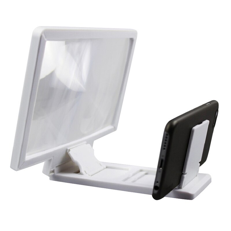 3D Screen Amplifier Mobile Phone Magnifying Glass HD Stand for Video Foldable Cell Phone Stand Holder Eyes Protector: white