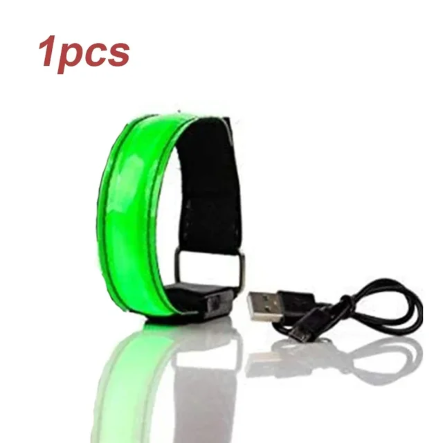 Brazalete luminoso para correr de noche con carga USB, pulsera para deportes al aire libre, cinturón de seguridad reflectante para ciclismo, pulsera brillante para bicicleta: Verde