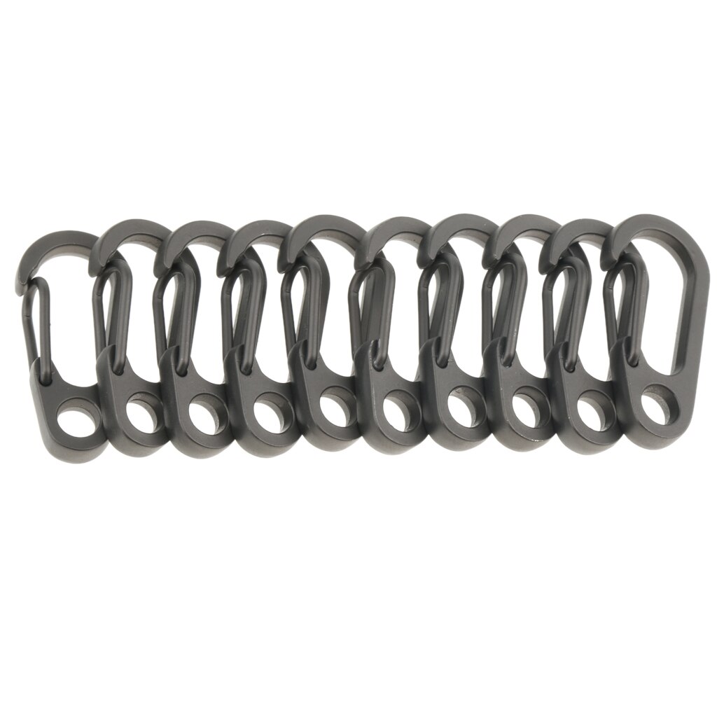 10Pcs Mini Snap Spring Clip Hook Carabiners Outdoor Camping Tool Keychain Gray, Strong and Durable