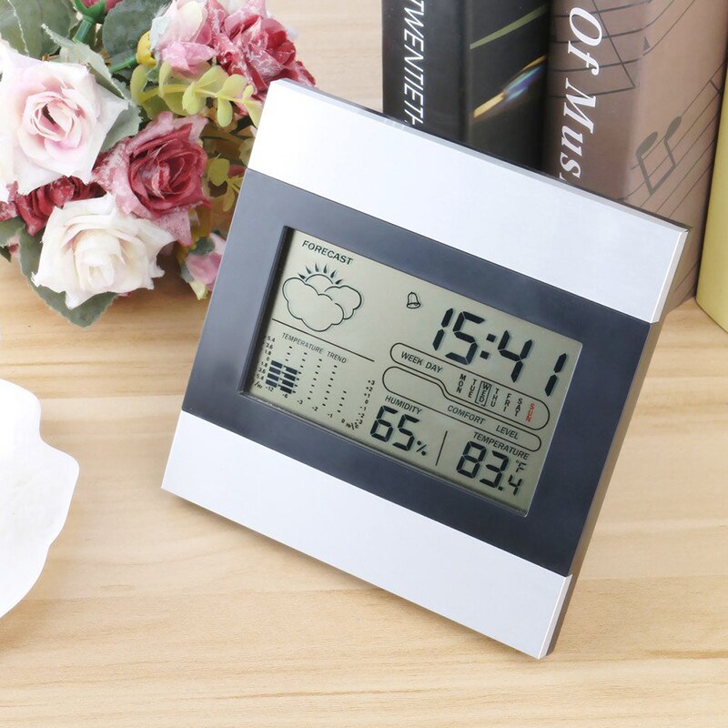 Digital Alarm Clock Travel Clock with Snooze Indoor Temperature Humidity Monitor Weather Forecast for Bedroom Bedside Travel: Default Title
