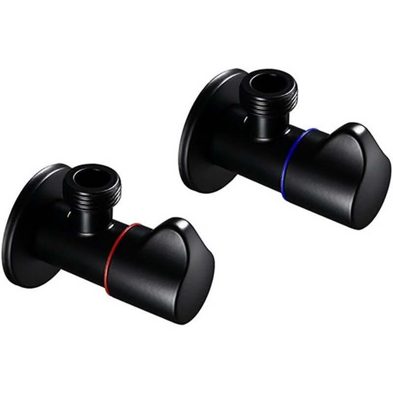 Angle ValvesBathroom Valve Faucets Black Stainless Steel Kitchen Cold Mixer Tap Accessories Standard G1/2 Threaded