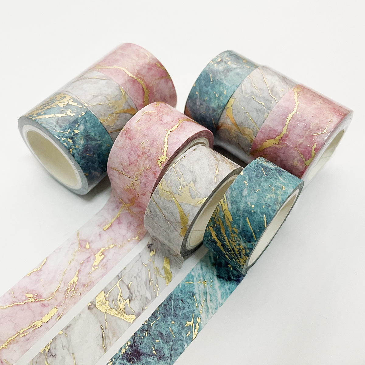 3 Rollen Washi Band einstellen Goldfolie Dekoratives Klebeband Kawaii 5 m Scrapbooking Washitape Aufkleber Tagebuch Briefpapier Maskierung klopfen: Weiß