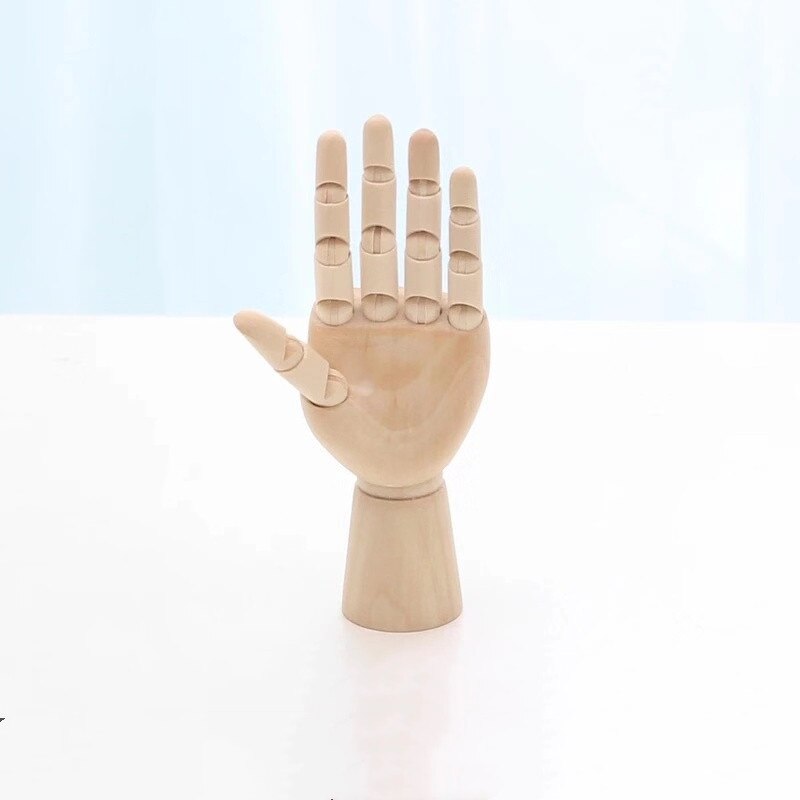 Wooden Hand Drawing Sketch Mannequin Model Wooden Mannequin Hand Movable Limbs Human Artist Model Office Desktop Ornaments: 18cm left hand