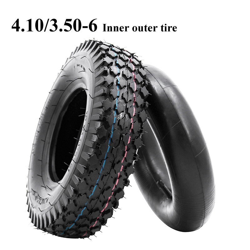 4.10/3.50-6 äldre scooterdäck, innerslang för 49cc mini fyrhjuling, dirt bike, scooter, atv, buggy, bensinscooter, skottkärra