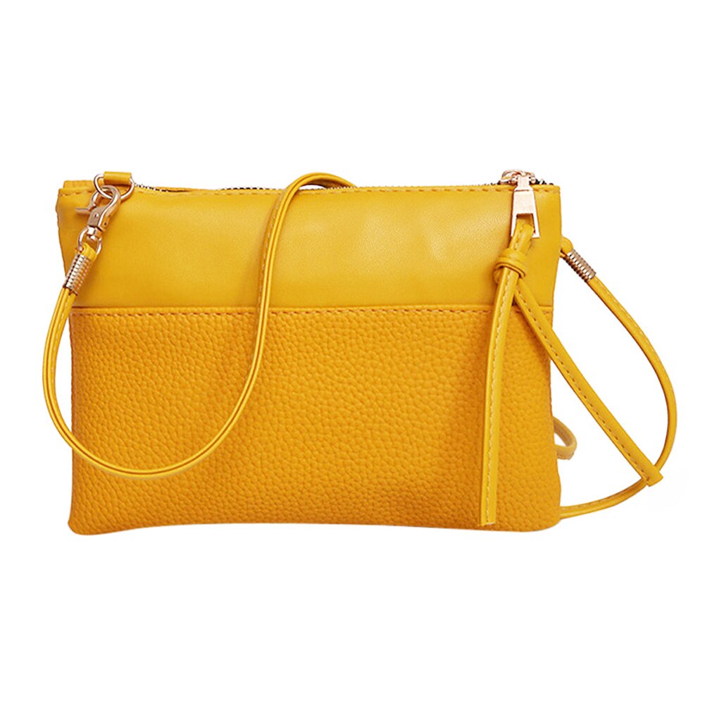 Tasker til kvinder pu læder litchee mønster små skuldertasker kvindelige kvinder rejser afslappet messenger tasker crossbody tasker: Gul