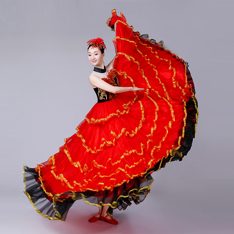 Spanish Dance Costumes For Women Flamenco Dance Big Swing Skirt Belly Dance Dress Spanish Clothing Flamenco Dance Wear DL3481