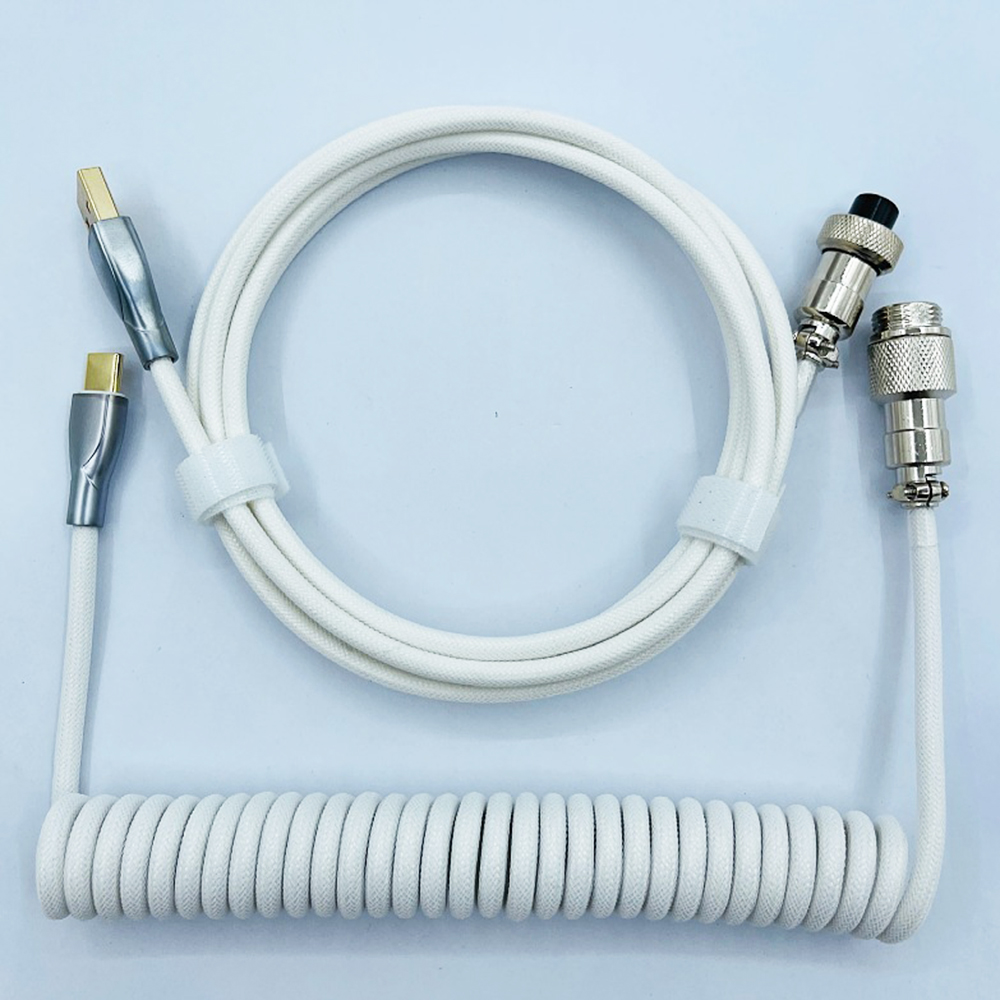 Cable en espiral para teclado mecánico, Cable de aviador tipo C a conector USB, Cable de aviación para teclado de juegos, accesorio: Morado