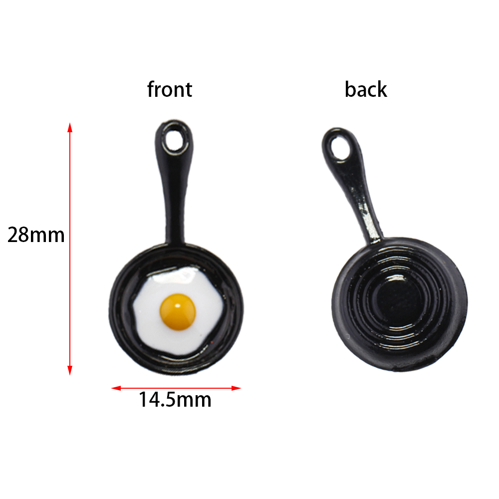 10PCS Fried Egg Omelette In Pan Saucepan Enamel Metal Alloy Pendants Charms for Bracelet Earring Diy Jewelry Making Supplies