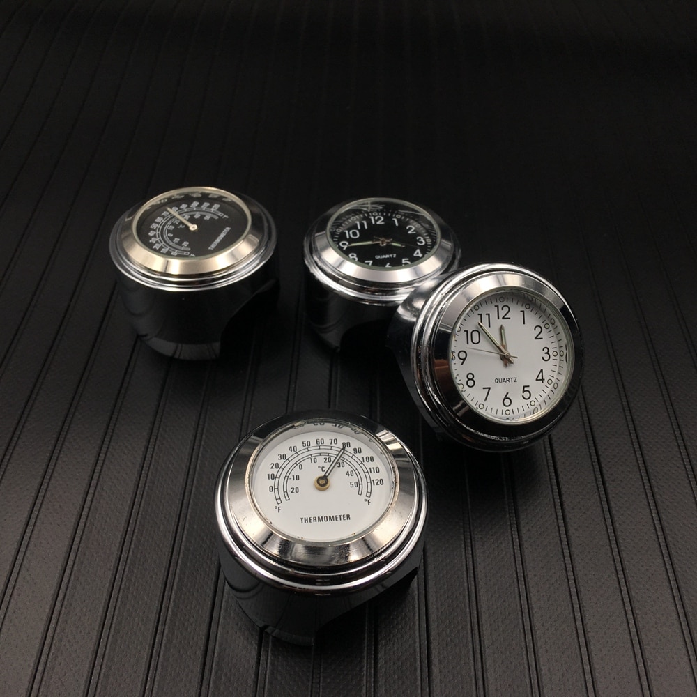 Motorcycle Motorbike Handlebar Mount Round Clock/Thermometer Universal