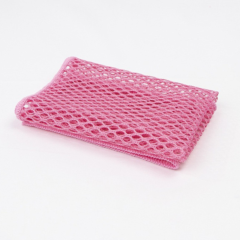 1Pc 30x30cm Microfiber Mesh Wire Dishwashing Cloth Kitchen Degreasing Brush Bowl Scouring Pads Cleaning Tools: WHITE