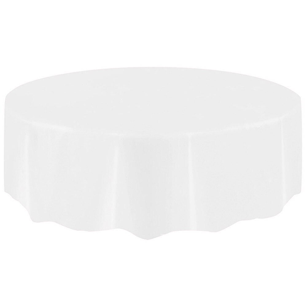 1Pcs Grote Ronde Plastic Ronde Tafel Dekken Doek Wegwerp Party Tafelkleed Cover Bruiloft Verjaardag Party Tafel Dekken # T2P: White 