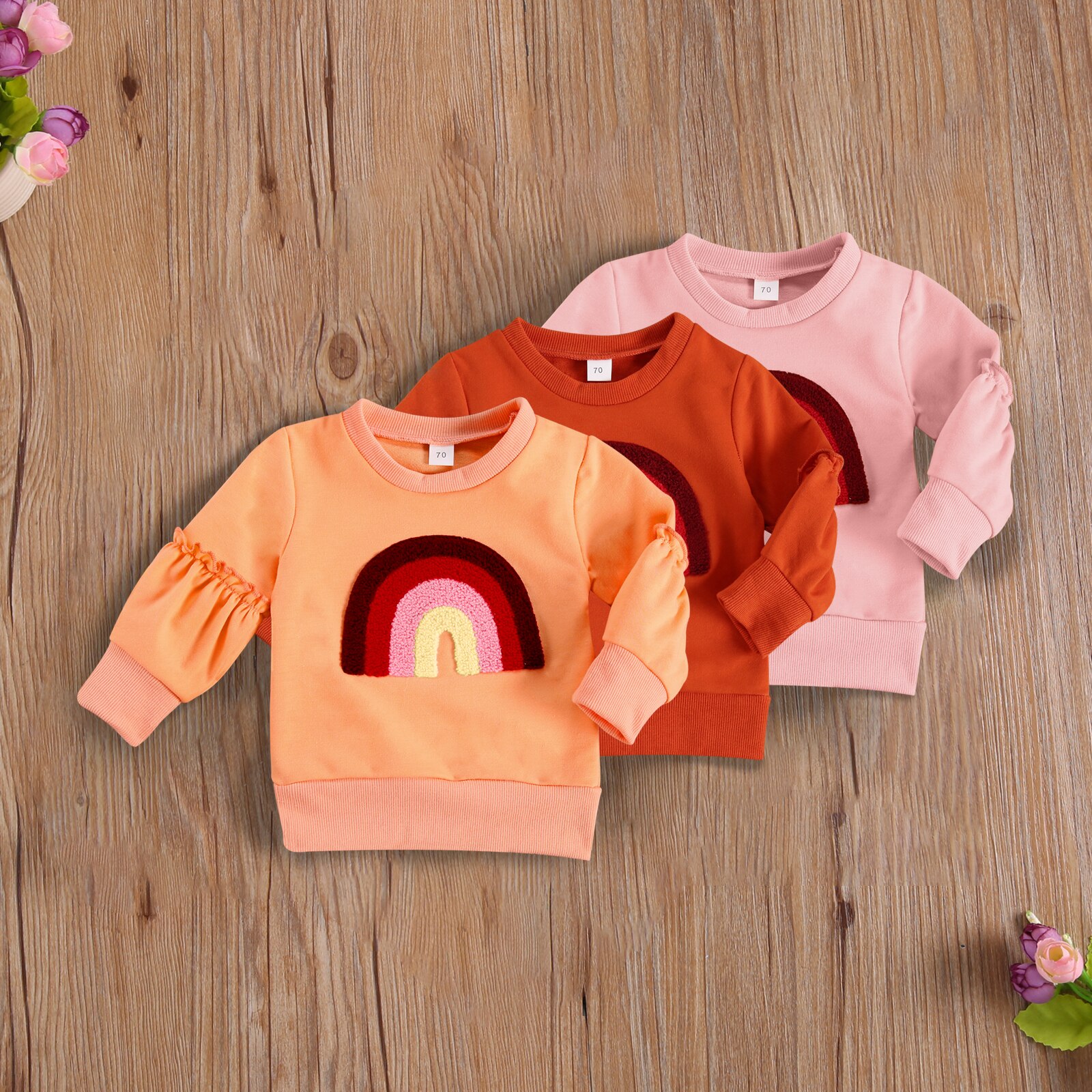 Regenbogen freundlicher zur Seite fahren Sweatshirt Herbst Kleinkind Baby Mädchen Jungen Sweatshirts Kleidung Rundhals Spitzen