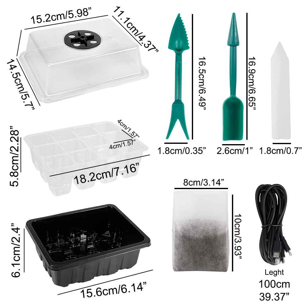 5Pack Plant Seed Seedling Starter Trays Kit with Grow Light Indoor Greenhouse Mini Propagator Station for Seeds Growing Starting