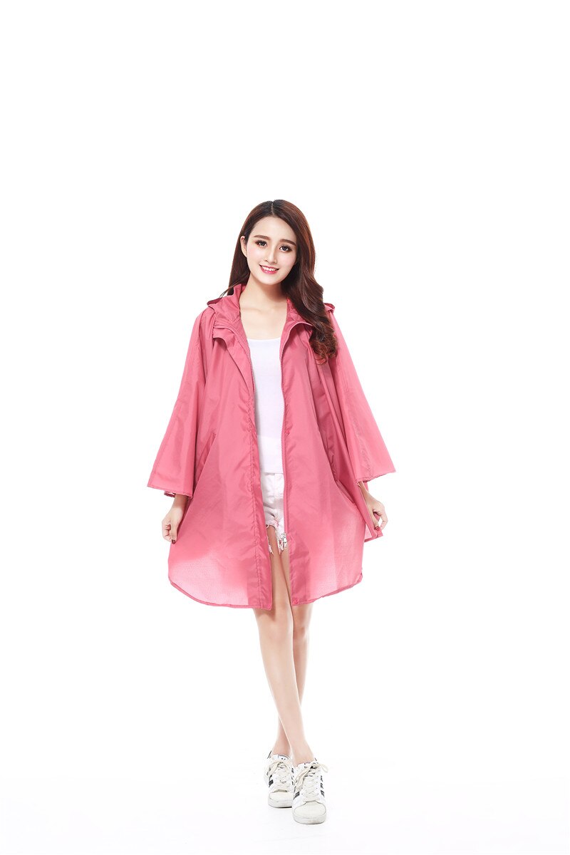 FreeSmily aincoat women cute trench coat female waterproof free breathing rain coat ponchos long travel Cycle RAINWEAR: RED
