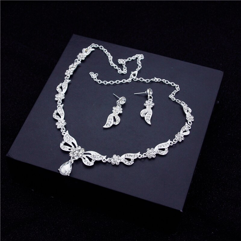 Koreaanse Mode Bruids Sieraden Sets Voor Vrouwen Bruid Tiara Kronen Oorbel Set Ketting Bruiloft Dubai Sieraden Sets Accessoires