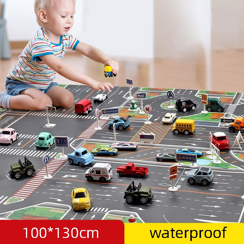 Grote Stad Verkeer Auto Park Spelen Mat Waterdicht Non-Woven Kids Playmat Pull Back Auto Speelgoed Voor Kinderen mat