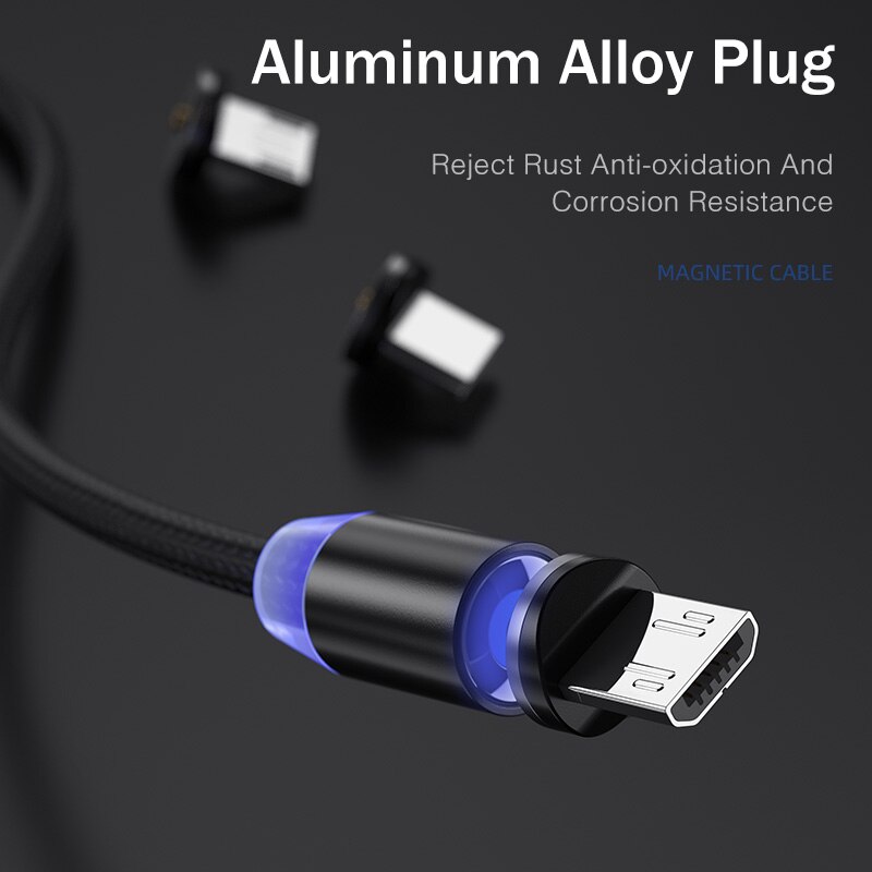 5V2.4A 2M magnetico Micro USB cavo magnete Micro cavo telefono Android cavo di ricarica Nylon per Samsung Galaxy Huawei Honor tablet