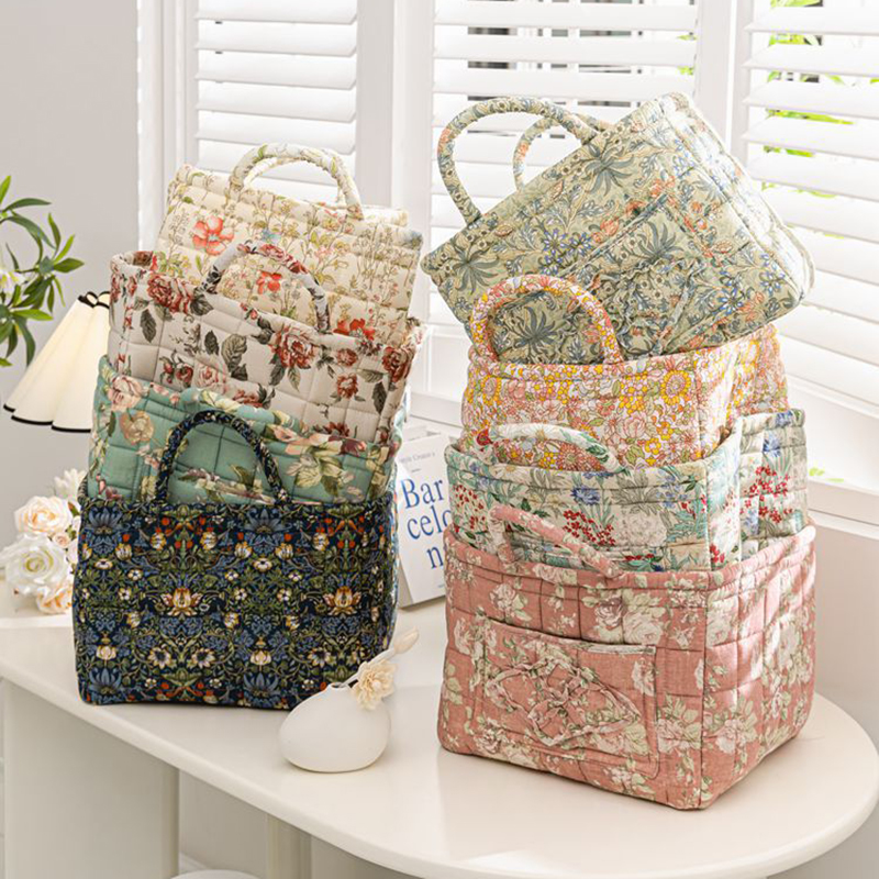 Women Large Capacity Fabric Sweet Floral Storage Baskets Laundry Baskets with Easy Carry Handles Laundry Hampers Home Decoration