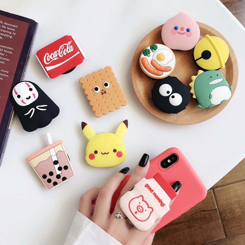 Mini dessin animé mignon motif saisir support pour téléphone rétractable Silicone support pour téléphone Mobile support adapté à tous les téléphones mobiles taille