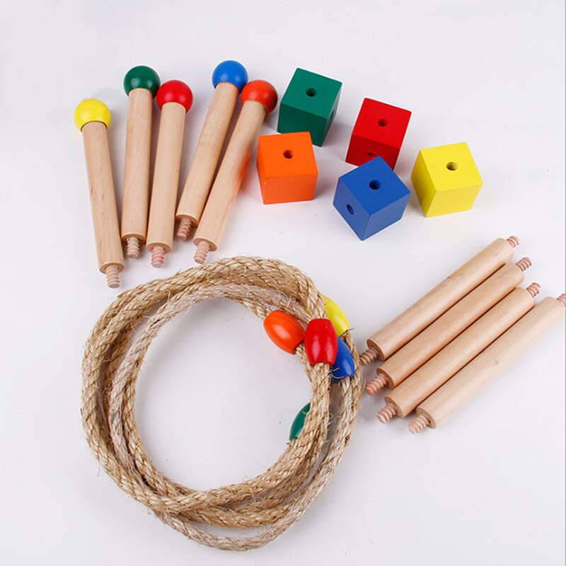 1 einstellen Holz Ring Werfen Zwinge Lustige freundlicher draussen-Sport Band Ring Werfen Spielzeug Kreuz Garten Spiele Schwimmbad Für freundlicher