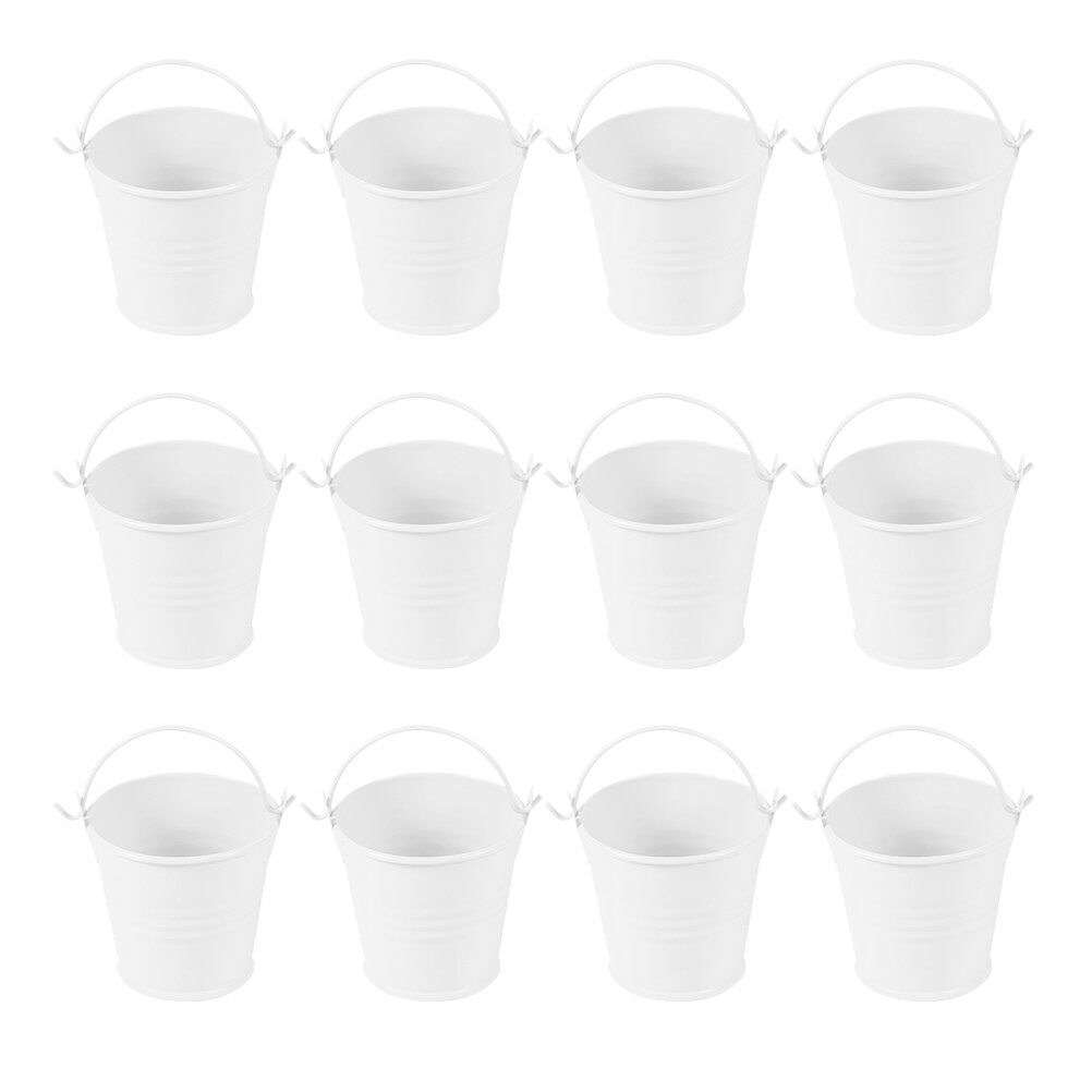 12Pcs Simple Iron Bucket Iron Bucket With Handle Photo Prop Garden Decor for Home Decor Adorn Garden