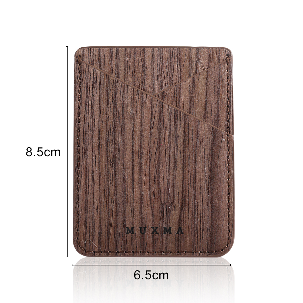 Houten patroon id creditcardhouder telefoon portemonnee hoesje zelfklevend pu telefoonhoesje sticker elastische kaarthouders tassen