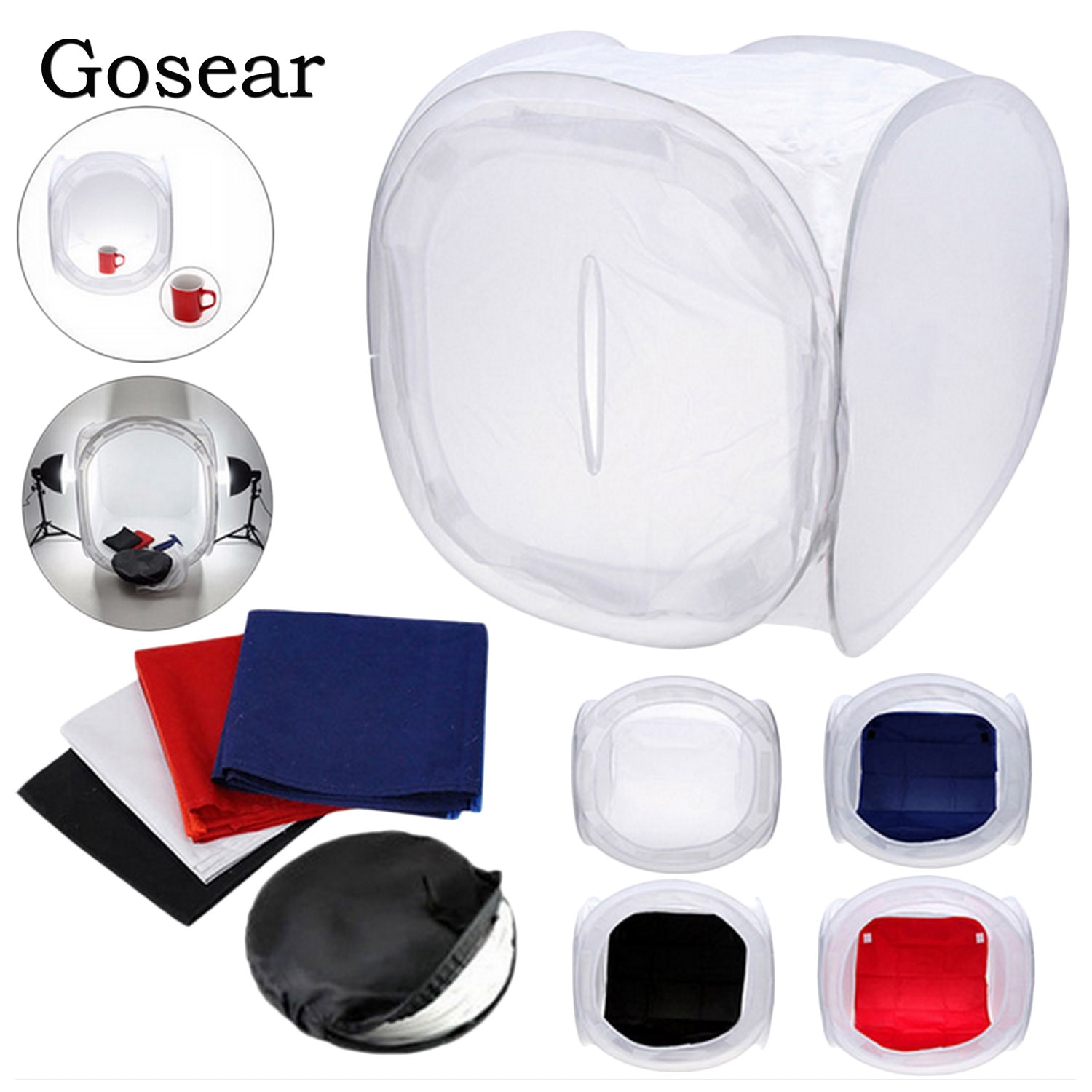 Gosear-Softbox plegable de 60x60cm para estudio fotográfico, Softbox de difusión de luz con fondos de 4 colores para fotografía