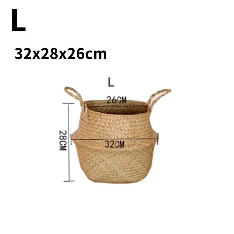 Grote Zeegras Rietenmand Rotan Hangende Bloempot Vuile Wasmand Opslag Voor Huis Tuin 45 Cm/38 Cm/32 Cm/27 Cm/22 Cm: YELLOW