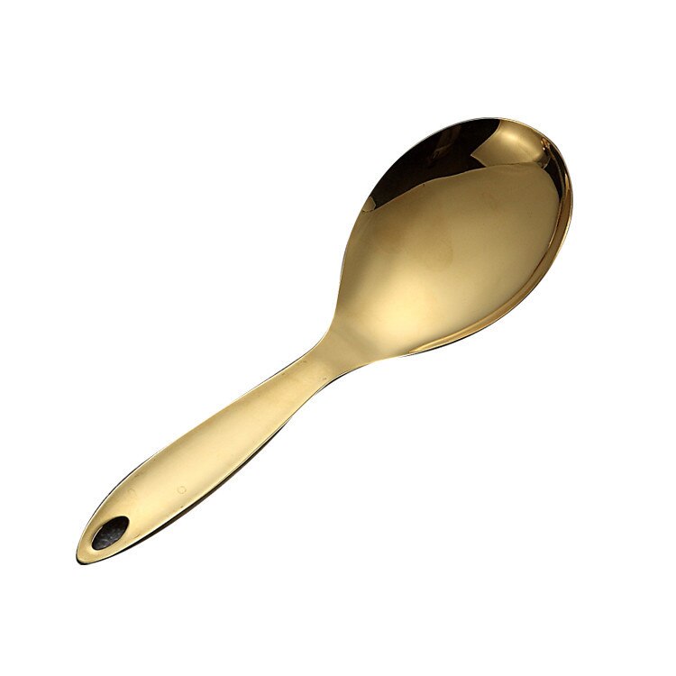 1pc guld titanium rustfrit stål køkkenredskaber ske skeovn køkkengrej køkkenredskaber cocina utensilios spatel slev køkkenudstyr: Ris ske