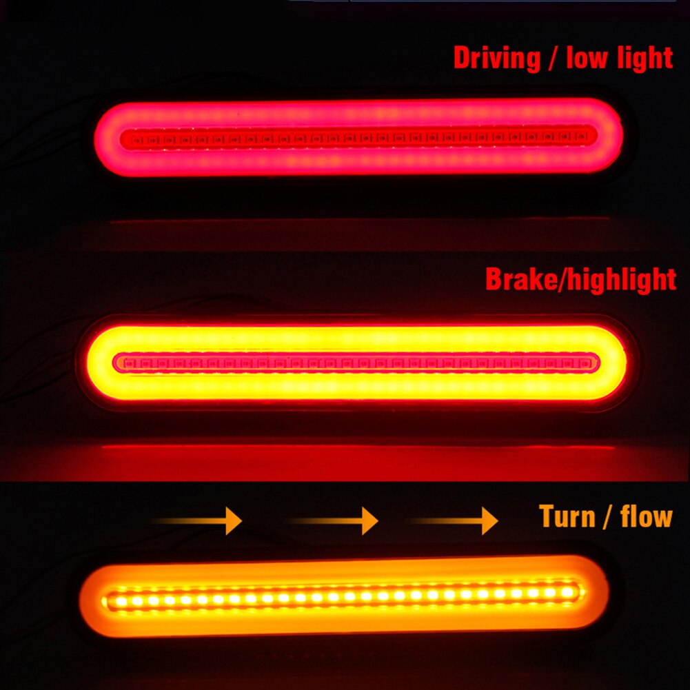 2PCS 100LED Brake Tail Light Two-Color Light Guide Truck Modified Tail Light Turn Signal