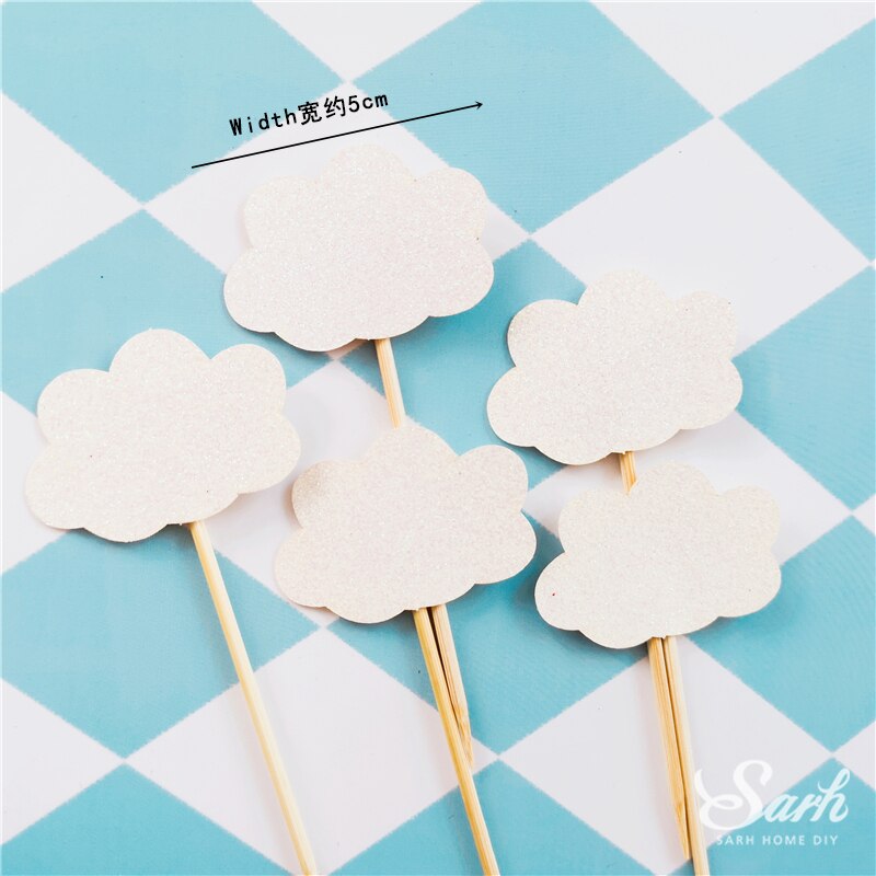 Blue Elephant Star Squirrel Cake Topper for Wedding Decoration Birthday Baby Shower Supplies Valentines Fairy Baking Love: 5pc clouds set