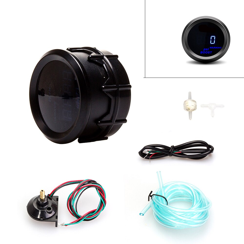 Medidores de 52mm para coche, medidor de Turbo PSI, pantalla Digital LCD, con Sensor, azul, para motocicleta, luz LED, azul