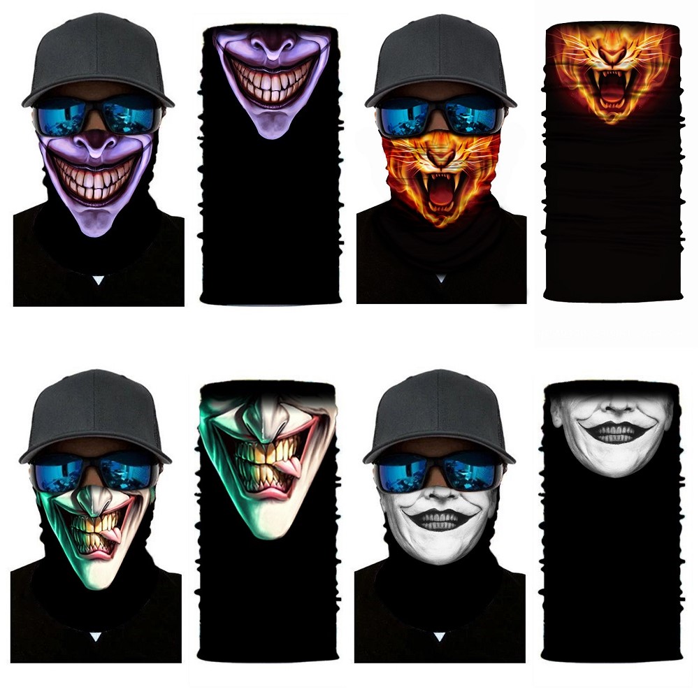 2021 3D czaszki twarze szalik odkryty wielofunkcyjny mężczyźni magia zmienny szyi Tube Snood Bandana cieplej Unisex szaliki obóz turystyczny