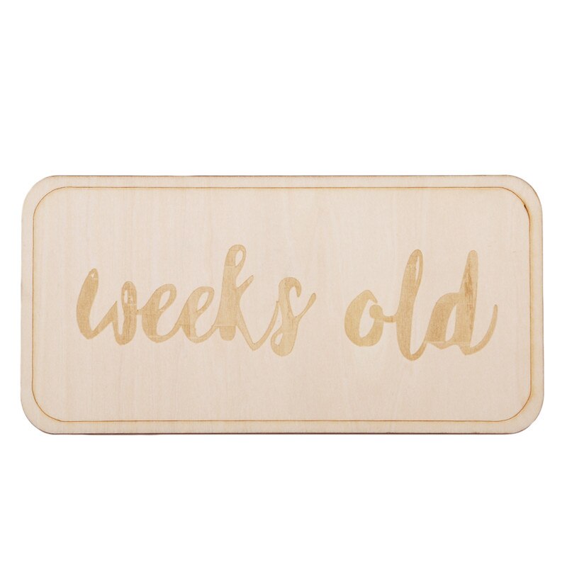 Baby Milestone Card Vintage Numbers Engraved Wood Infants Bathing Newborn Photography Props Set: weeks old