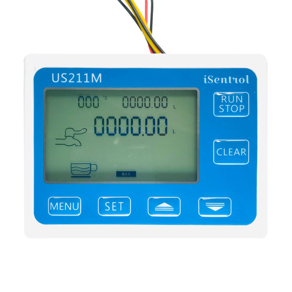 US211M Digital flow Display with USN-HS06PA-1 Flow Sensor turbine meter Measurement 0.15-1.5L/min Range 6mm OD hose barb iSentro