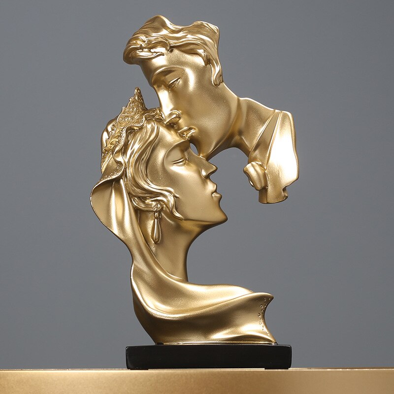 Nordic Couple kiss Statue Modern Abstract Resin Ornaments Sculpture Home Office Decoration Lucky Fortune Home