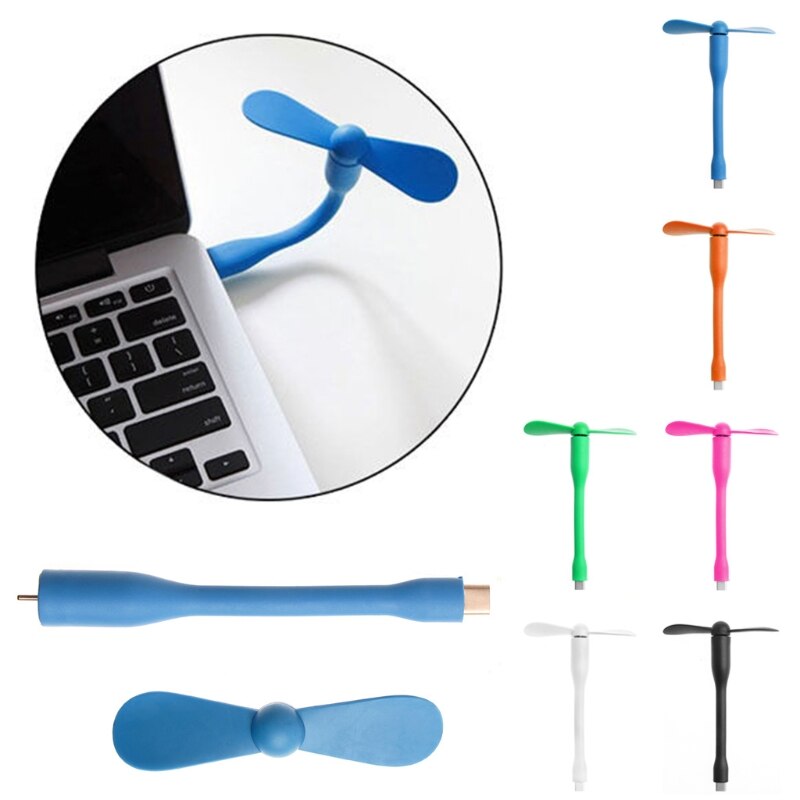 USB tipo C, Mini ventilador TPE portátil Flexible para Samsung S8 LG G6 Macbook con puerto tipo C