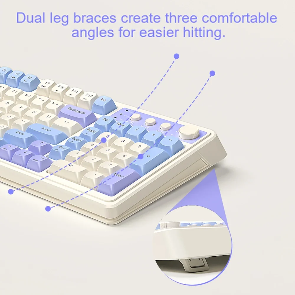 AULA S99 2.4G Draadloos/Bluetooth/Bedraad Gaming-toetsenbord met drie modi RGB-ergonomisch toetsenbord Kantoortypen Mute 99-toetsen toetsenbord
