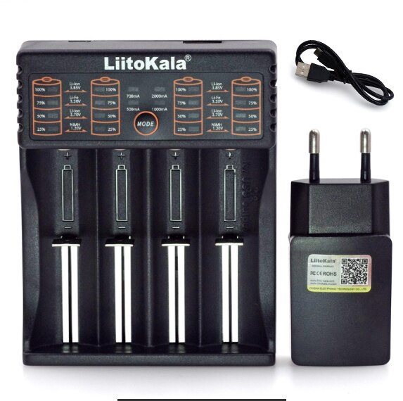 Liitokala Lii402 Lii202 Lii100 LiiS1 18650 Charger 1.2V 3.7V 3.2V AA/AAA 26650 NiMH li-ion battery Smart Charger 5V 2A EU Plug: Lii402 whole package