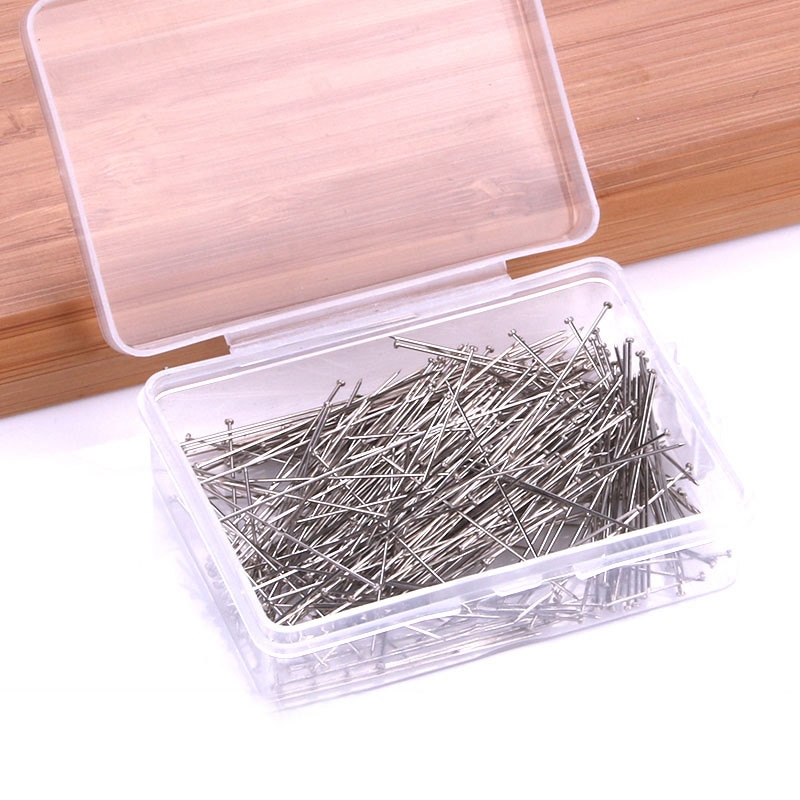400 Pcs/ Boxed 35mm Stainless Steel Sewing Pins Dressmaker Straight Quilting Pins Fine Satin Head Pins For Jewelry Making Sewing